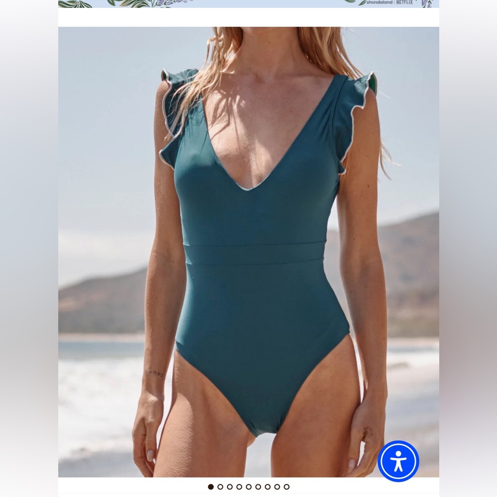 Summersalt The Ruffle Backflip One Piece Swimsuit Teal Size 4